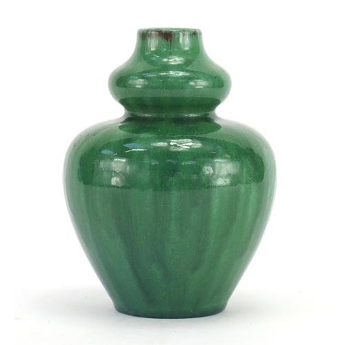 2299 - Pilkington Royal Lancastrian green glazed double gourd vase, impressed marks and numbered 2026 to th... 