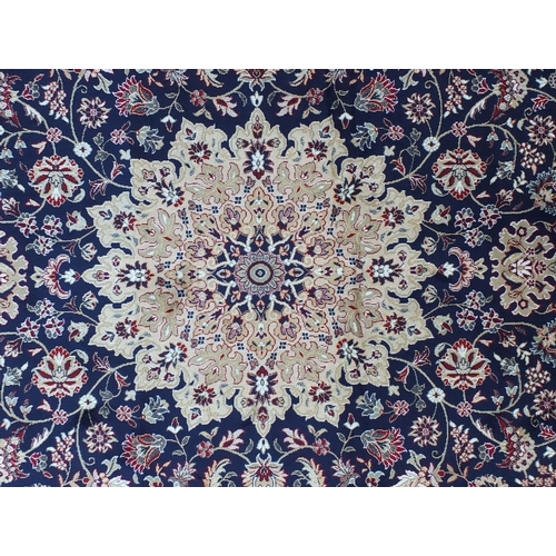 2096 - Rectangular Keshan design blue ground floral carpet, 300cm x 200cm