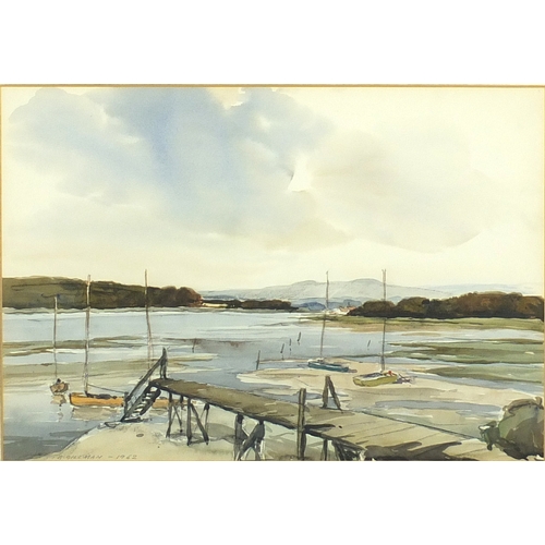 2367 - G Gillman 1962 - Chichester Harbour, watercolour, mounted and framed, 48cm x 34cm