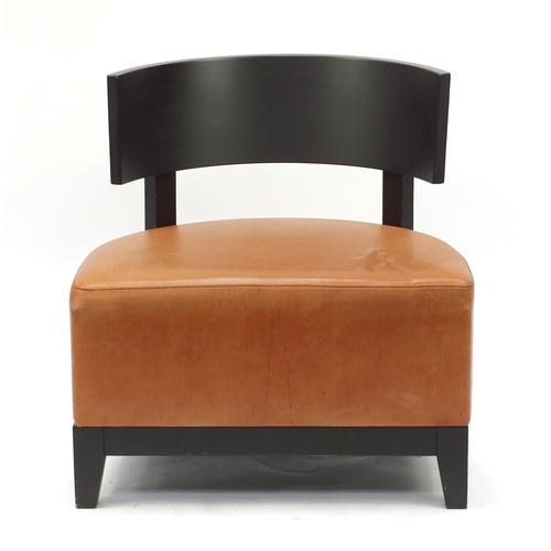 90 - Contemporary RHA reception chair with tan leather seat, 73cm high