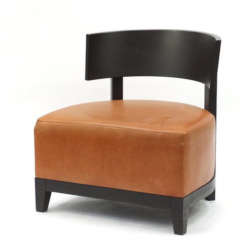 90 - Contemporary RHA reception chair with tan leather seat, 73cm high