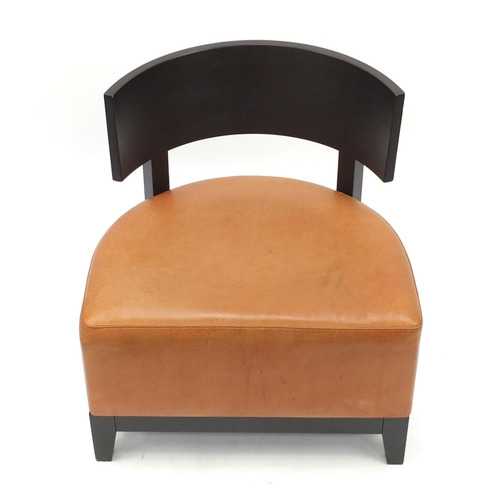 90 - Contemporary RHA reception chair with tan leather seat, 73cm high