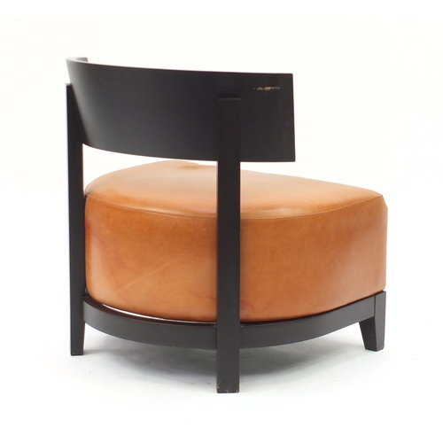 90 - Contemporary RHA reception chair with tan leather seat, 73cm high