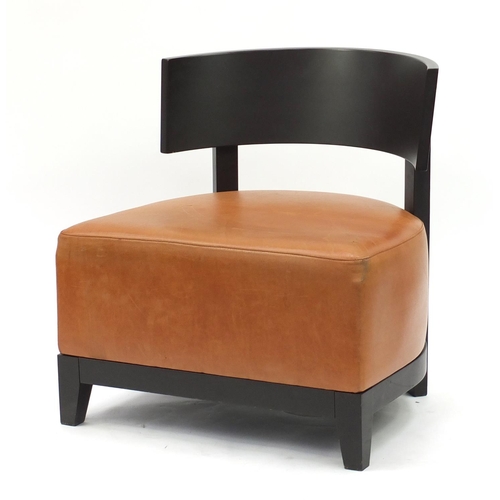 89 - Contemporary RHA reception chair with tan leather seat, 73cm high