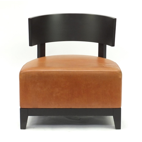 89 - Contemporary RHA reception chair with tan leather seat, 73cm high