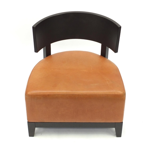 89 - Contemporary RHA reception chair with tan leather seat, 73cm high