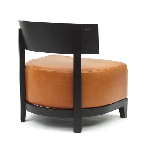 89 - Contemporary RHA reception chair with tan leather seat, 73cm high