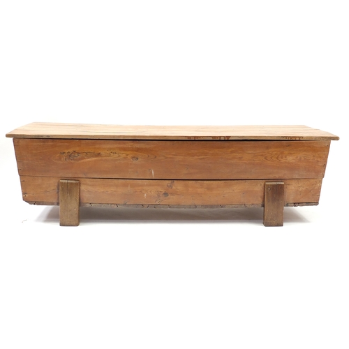 2066 - Large oak dough box for use as a coffee table, 50cm h x 175cm W x 59cm D