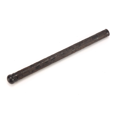 692 - Chinese wood incense holder, 23cm in length
