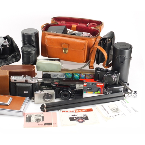 868 - Vintage and later cameras, lenses and accessories including Pentax, Sigma, Kodak and Nikon