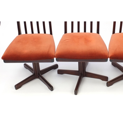 2128 - Set of eight Vintage Rosewood swivel dining chairs, reputably retailed by Waring & Gillow, each 103c... 