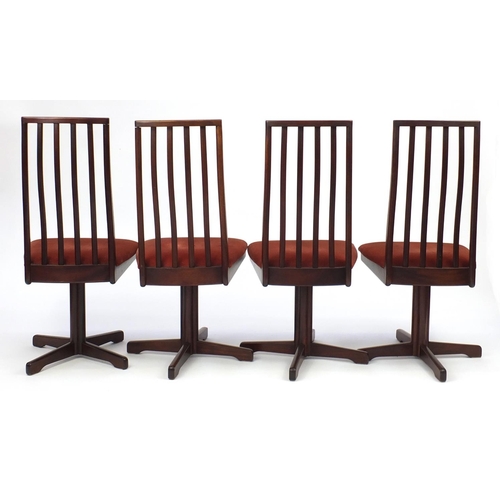 2128 - Set of eight Vintage Rosewood swivel dining chairs, reputably retailed by Waring & Gillow, each 103c... 