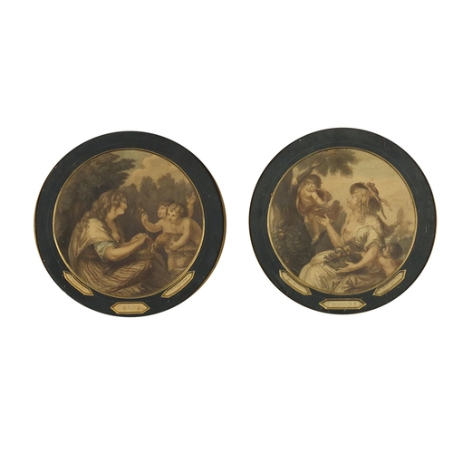 45 - J Bartolozzi - Pair of circular coloured engravings, Pomona and Ceres, each mounted and framed, 18cm... 