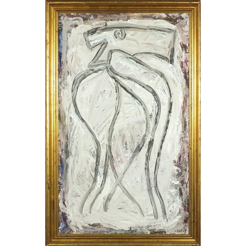 251 - Abstract composition, oil on canvas, framed, 99cm x 60cm