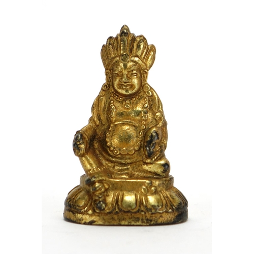 695 - Sino-Tibetan gilt bronze figure of Buddha, 65cm high