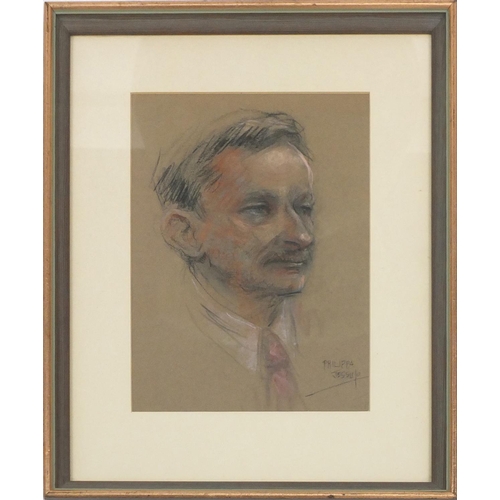 279 - Philippa Jessup - Head and shoulders portrait of a man, signed pastel, mounted and framed, 25.5cm x ... 