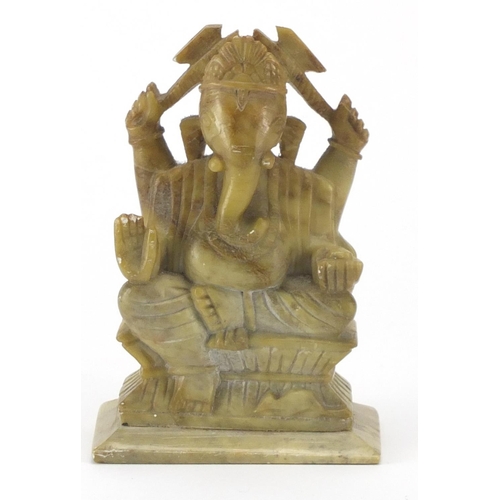 796 - Indian carved soapstone figure of Ganesh, 12.5cm high