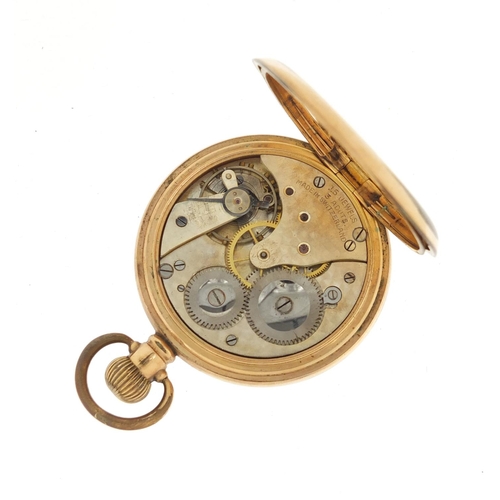 351 - Gentleman's gold plated open face pocket watch, 5cm in diameter