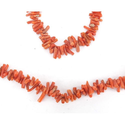 379 - Natural coral necklace, 90cm in length