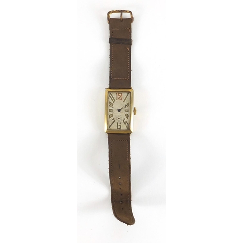 359 - Vintage gentleman's gold plated wristwatch with brown leather strap