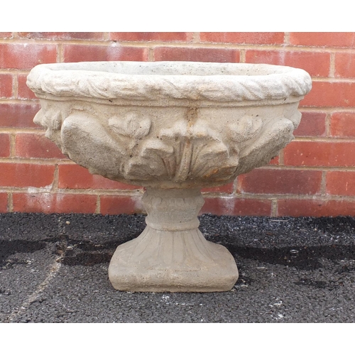 208 - Circular stoneware pedestal planter 41cm H x 54cm diameter