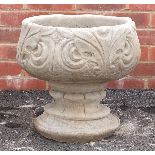 204 - Circular stoneware garden pedestal planter 40cm H x 38cm diameter