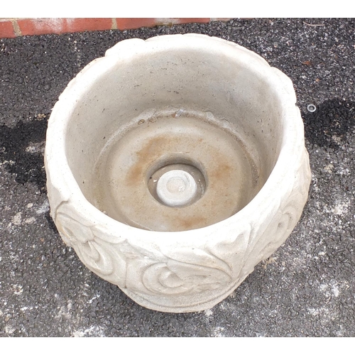 204 - Circular stoneware garden pedestal planter 40cm H x 38cm diameter