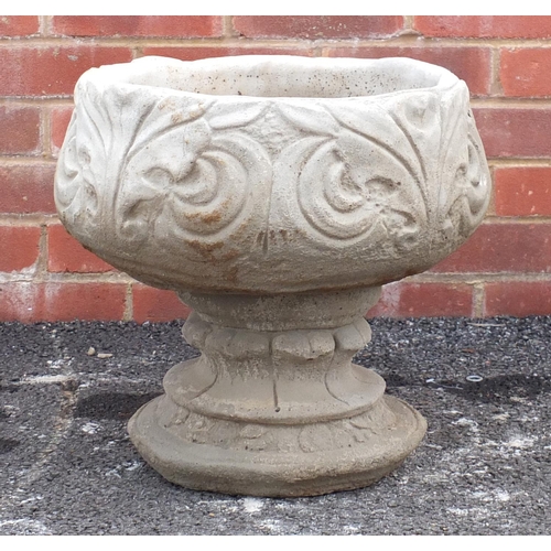 205 - Circular stoneware garden pedestal planter 40cm H x 38cm diameter