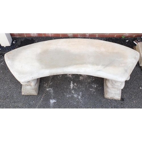 203 - Stoneware garden bench with squirrel supports 47cm H x 98cm W