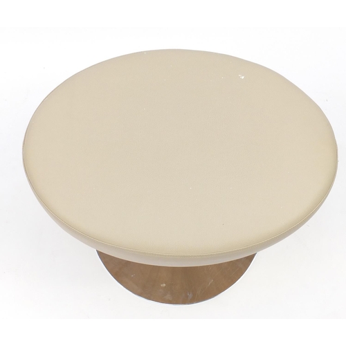 100 - Contemporary cream leather stool with chrome base, 40cm high