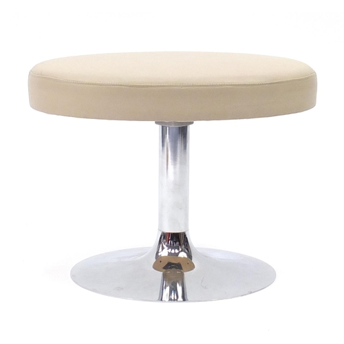 101 - Contemporary cream leather stool with chrome base, 40cm high