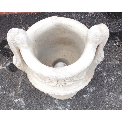 202 - Circular stoneware pedestal planter 54cm H x 36cm diameter