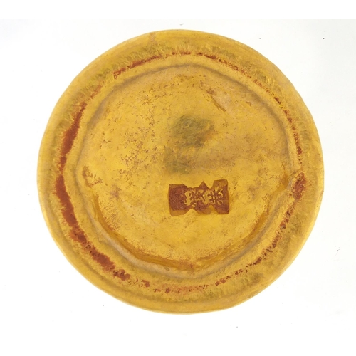 641 - Chinese gold coloured metal scroll weight, 6cm wide, approximate weight 213.0g