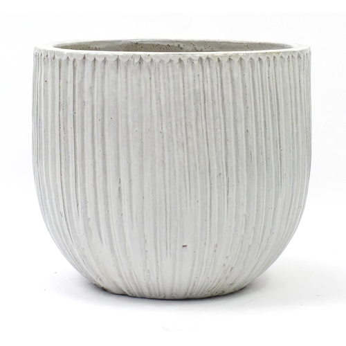 194 - Large cream glazed circular planter, 49cm high x 45cm in diameter