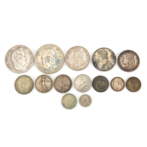 586 - 19th century and later coinage some silver including an 1833 five francs and 1875 German five marks