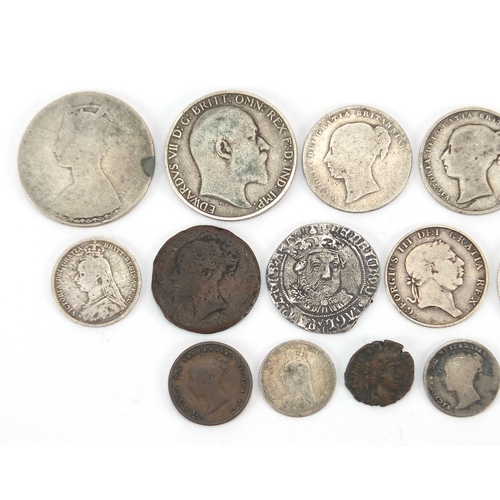 592 - 19th century and later mostly British coinage, some silver including an 1844 half farthing