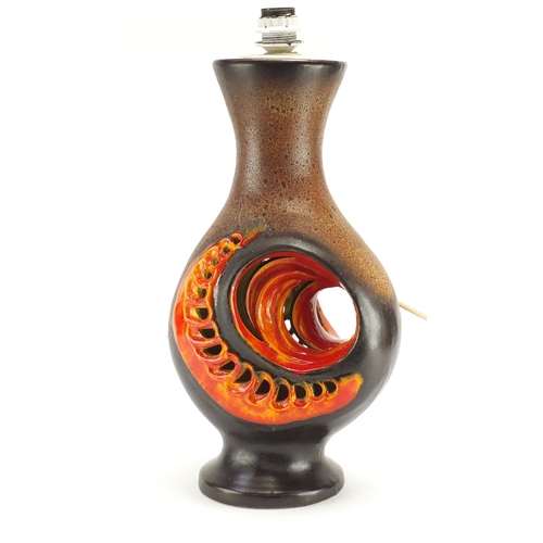 86 - 1970's Western Germany pottery table lamp, 50cm high