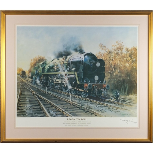 32 - Terence Cuneo - Pencil signed limited edition railway print, Ready To Roll, mounted and framed, 68cm... 