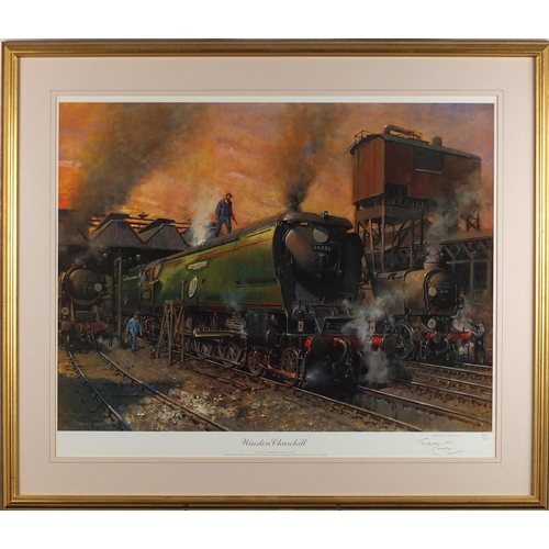 152 - Terence Cuneo - Pencil signed limited edition railway print, Winston Churchill, with certificate, mo... 