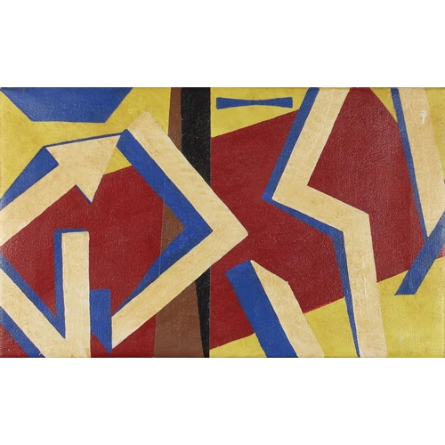 153 - Abstract compositions in the style of Picasso, three oil on canvases, unframed, the largest two 51cm... 