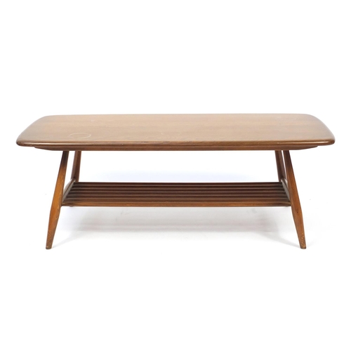 37 - Ercol elm Windsor coffee table, 36cm H x 104cm W x 46cm D