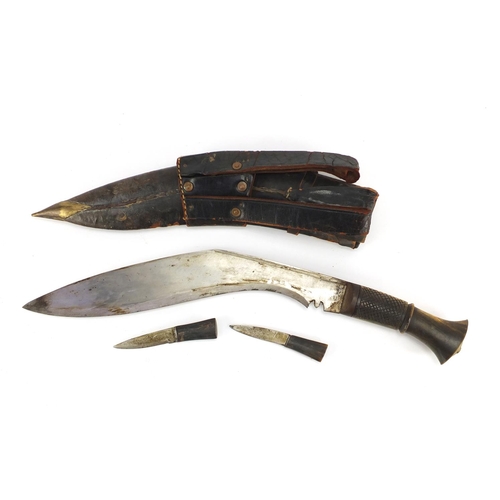 866 - Ghurkha's Kukri knife with leather sheath, 47cm in length