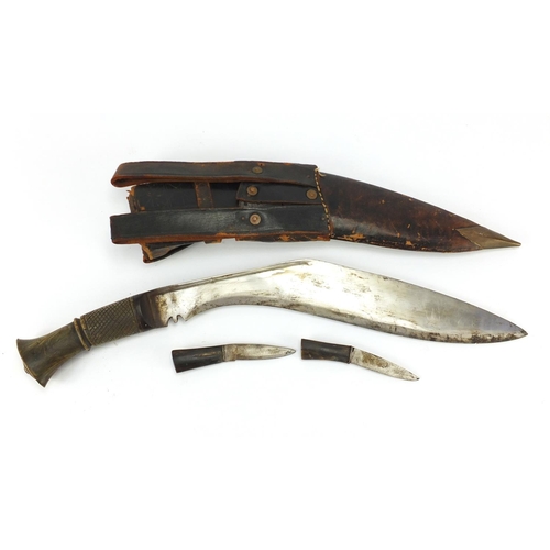 873 - Ghurkha's Kukri knife with leather sheath, 46cm in length