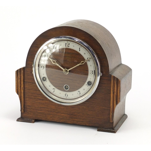 263 - Oak cased Bentima clock with Westminster chime, 23cm high