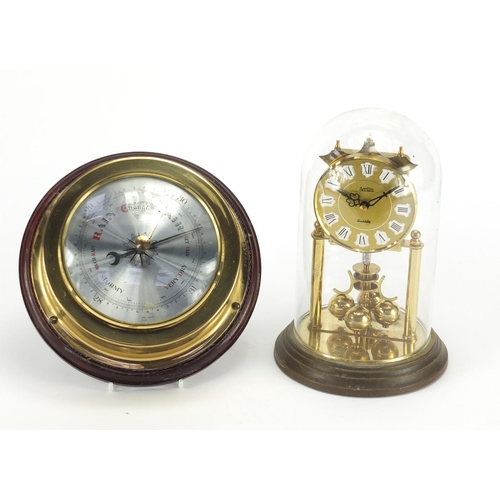 164 - Brass Acctim Anniversary clock and wall hanging barometer