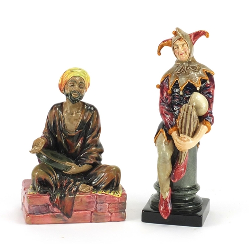 136 - Two Royal Doulton figures Mendicant HN1365 and The Jester HN1402, the largest 26cm high