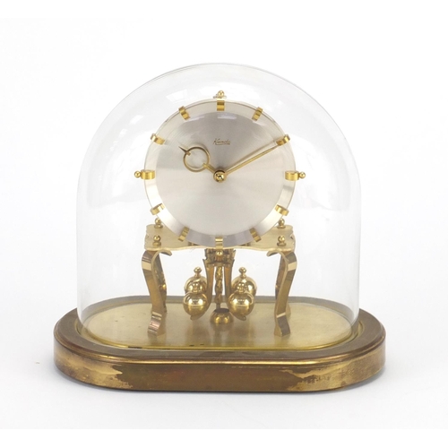 161 - Kundo brass Anniversary clock with glass dome, 23cm high