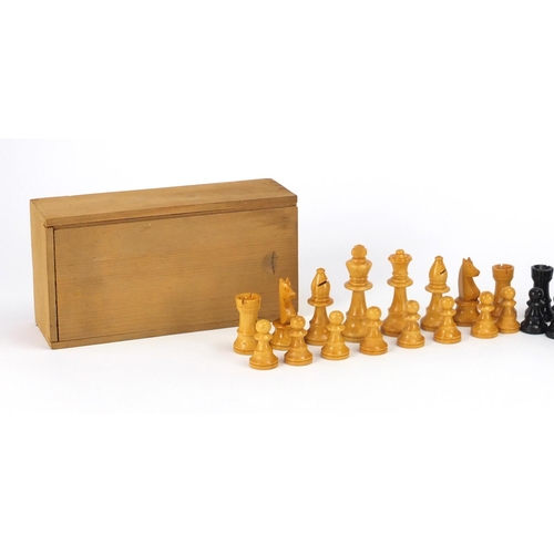 261 - Turned wooden chess set and bone and ebony dominoes