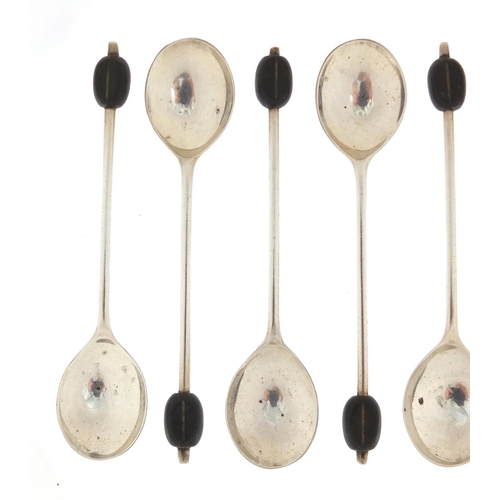 686 - Set of six silver coffee bean spoons, by Viners Sheffield 1936, 10.5cm in length, 52.0g