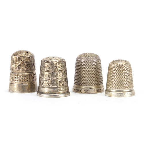 685 - Four silver thimbles including Charles Horner, 14.2g